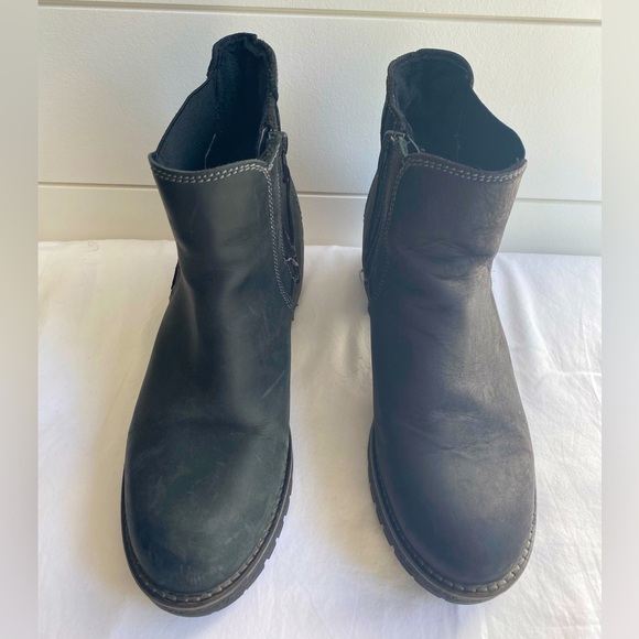 Bos. & Co. Shoes - Bos. & Co. Black Leather Ankle Boots 38/7.5 Lined Waterproof Zip Up Heeled Goth
